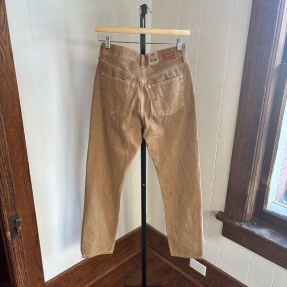 Levi’s 501 Original High Rise Straight Leg Tan Denim Jeans Women’s 25x30 NWT - Picture 2 of 9